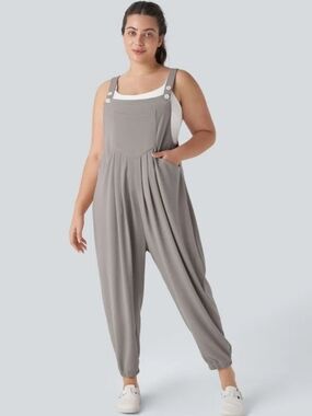 Halara Pockets Waffle Casual Overalls / Jogger Overalls Gray size M NWT